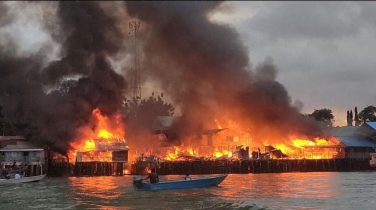 Kebakaran Besar di Pulau Buluh, Kota Batam, Sembilan Rumah Habis Terbakar dan Satu Korban Meninggal Dunia