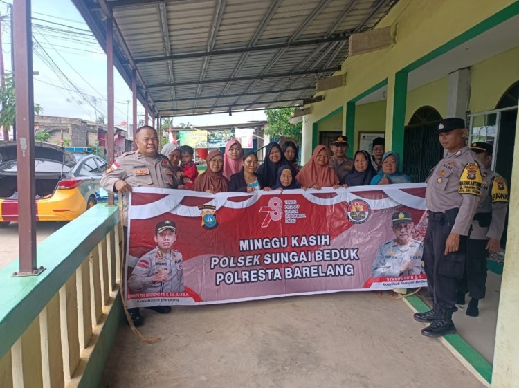 Polsek Sei Beduk Lakukan Minggu Kasih & Bansos Bersama Masyarakat Kavling Lama Sungai Daun Kel. Tanjung Piayu