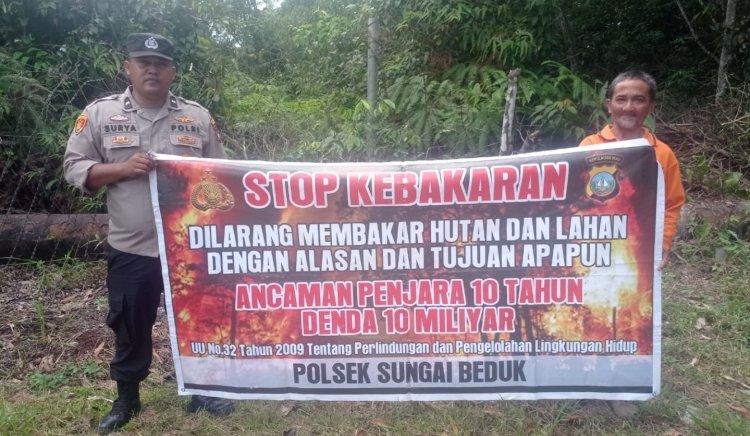 Dalam Rangka Antisipasi Kebakaran Hutan dan Lahan, Polsek Sungai Beduk Lakukan Cegah Dini Sosialisasi Kepada Warga Sungai Beduk