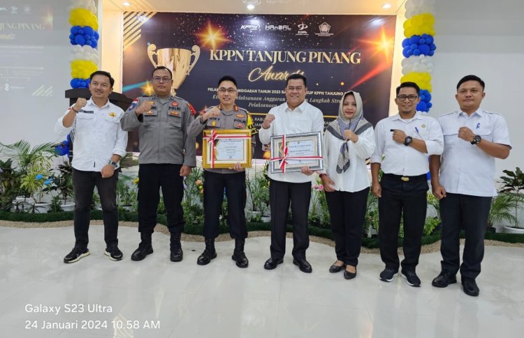 Peringkat 1, Polres Bintan Kembali Terima Penghargaan Dari KPPN Tanjungpinang Award Tahun 2023