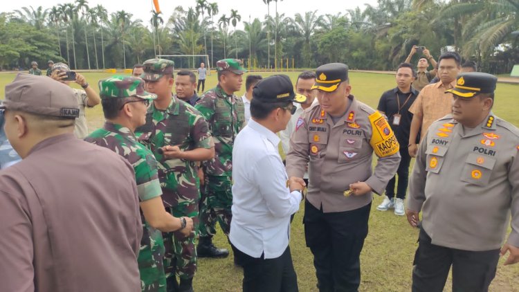 Kapolres Dampingi Rombongan Kapolda Bersama Forkopimda Sumut Lakukan Monitoring Penyelenggaraan Pemilu 2024 di Kabupaten Simalungun