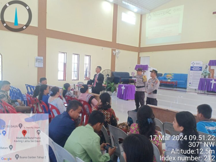 Polsek Sungai Beduk Polresta Barelang Gelar Kegiatan Minggu Kasih dan Bantuan Sosial Bersama Jemaat Gereja HKBP Sei Daun Resort Tanjung Piayu