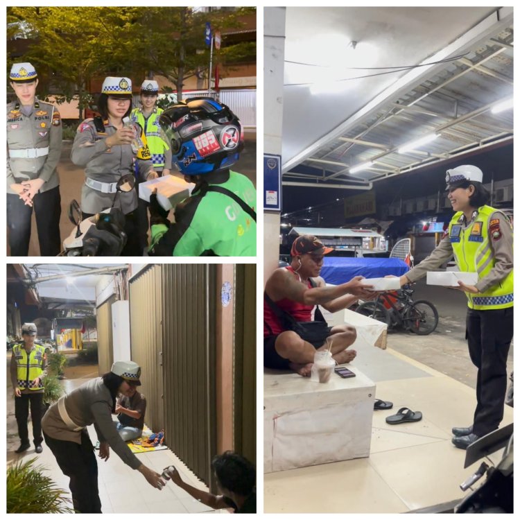 Sahur On The Road, Satlantas Polresta Barelang Bagikan Nasi Kotak Jelang Sahur