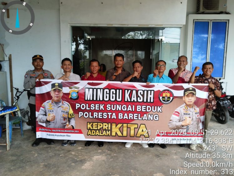 Polsek Sungai Beduk Polresta Barelang Menggelar Kegiatan Minggu Kasih untuk Meningkatkan Kemitraan dengan Gereja GPdI Eben Haezer Kel. Mangsang