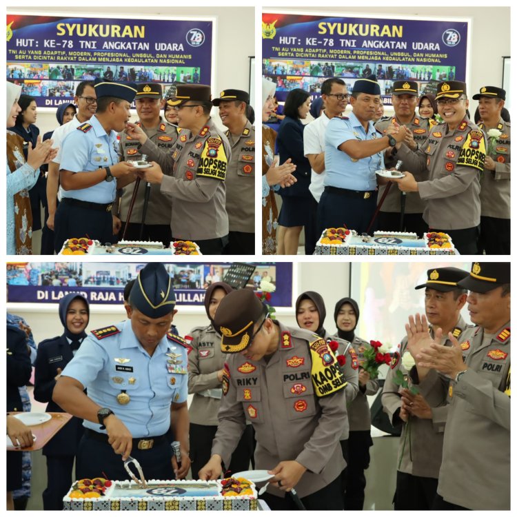 Peringati HUT TNI AU ke-78, Kapolres Bintan Berikan Kue Ulang Tahun, Wujud Solidaritas TNI-Polri