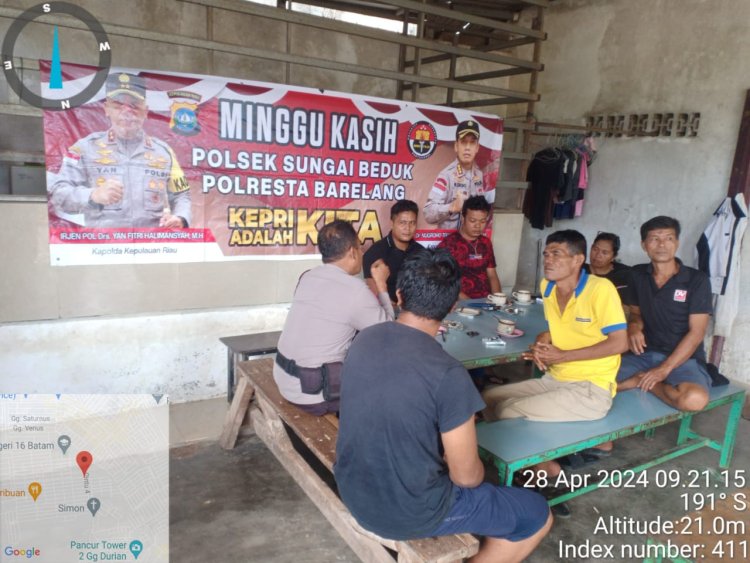 Polsek Sungai Beduk Polresta Barelang Gelar Kegiatan Minggu Kasih Bersama Masyarakat Mangsang Permai Kel. Mangsang