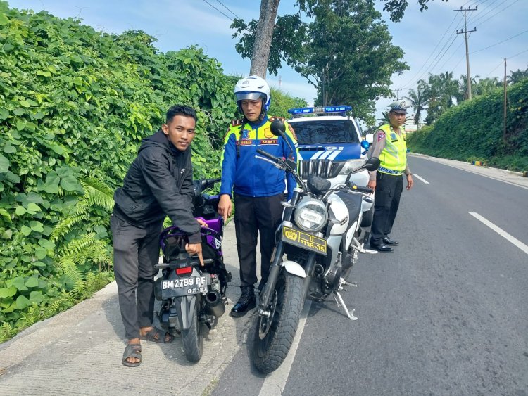 Patroli Hunting System di Simalungun, Kasat Lantas Tindak Pengendara Knalpot Brong