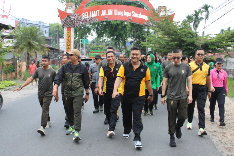 Kapolres Simalungun Ikuti Gerak Jalan Santai Peringatan HUT ke-62 Korem 022/Pantai Timur