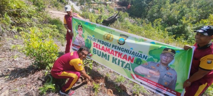 Polsek Sekupang Laksanakan Kegiatan Penanaman Ratusan Bibit Pohon Di Bukit Beliung Tanjung Riau