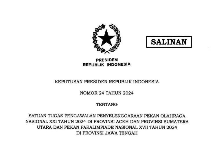 Presiden Jokowi Terbitkan Keppres Pembentukan Satgas Pengawalan PON dan Peparnas 2024