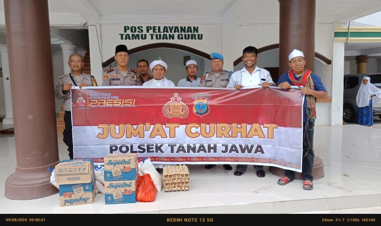 Kapolsek Tanah Jawa Gelar Jumat Curhat dan Santuni Tuan Guru Batak di Nagori Jawa Tongah