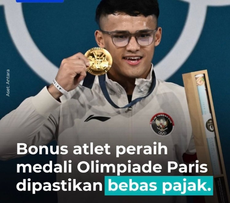 Bonus Atlet Indonesia Peraih Medali di Olimpiade Paris 2024 Bebas Pajak