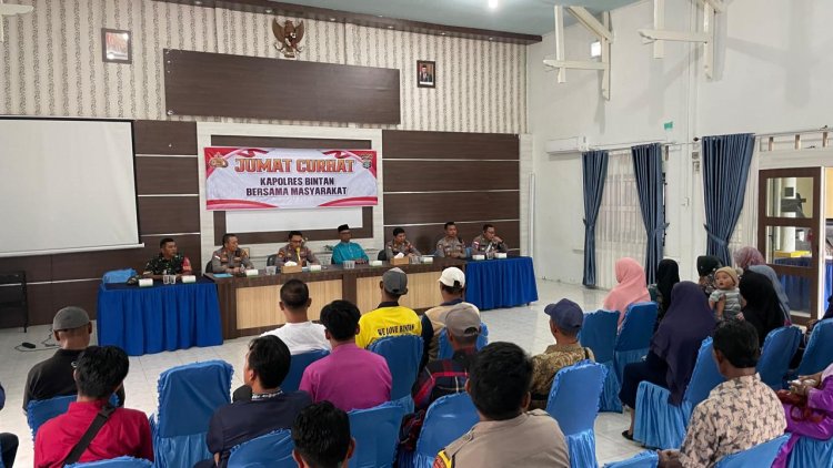 Jumat Curhat Kapolres Bintan di Desa Sri Bintan, Masyarakat Apresiasi Polres Bintan Karena Pemberantasan Judi