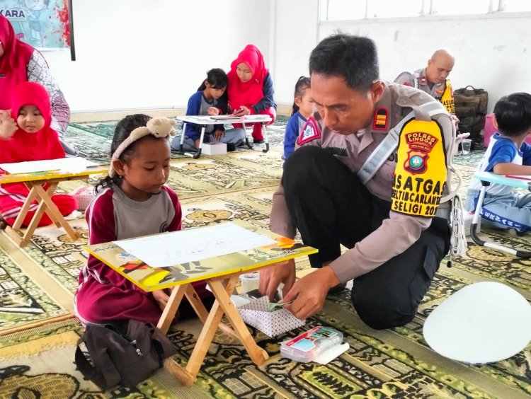 Sambut Hari Lalu Lintas Bhayangkara Ke-69, Sat Lantas Polres Lingga Gelar Lomba Mewarnai Tingkat TK