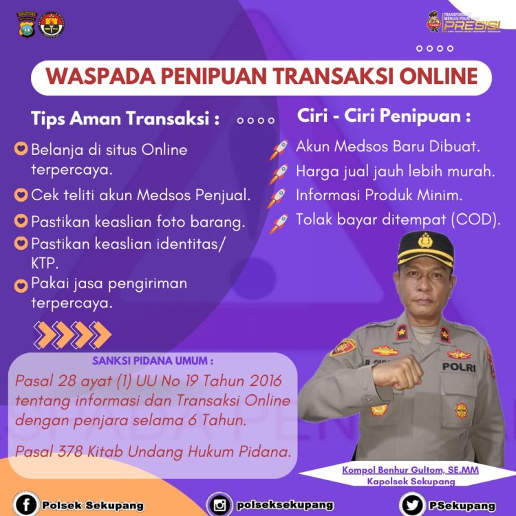 Waspada Penipuan Transaksi Online, Kapolsek Sekupang Berikan Tips Aman Berbelanja di Dunia Maya