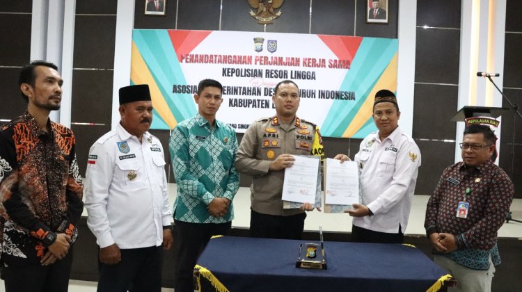 Polres Lingga dan APDESI Kab. Lingga Teken MoU Penggunaan Dana Desa Agar Tepat Sasaran