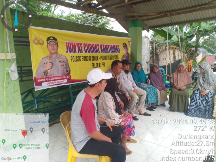 Polsek Sungai Beduk Gelar Program Jumat Curhat Kamtibmas, Dengar Keluhan Warga dan Bagikan Sembako