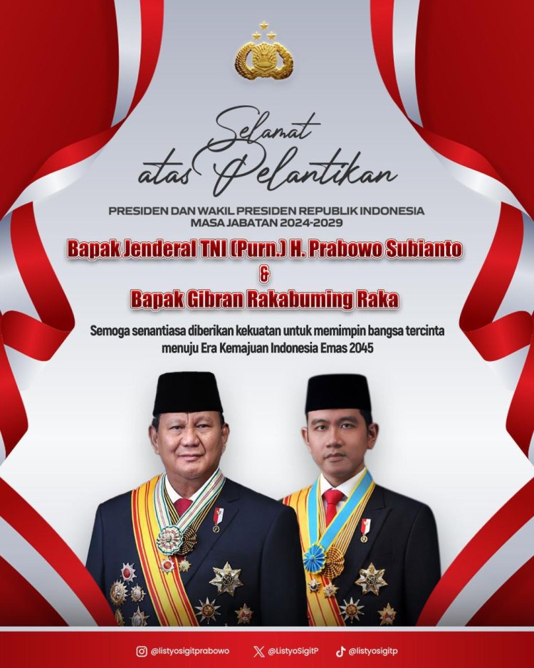 Kapolri Sampaikan Ucapan Selamat kepada Presiden dan Wakil Presiden Terpilih 2024-2029