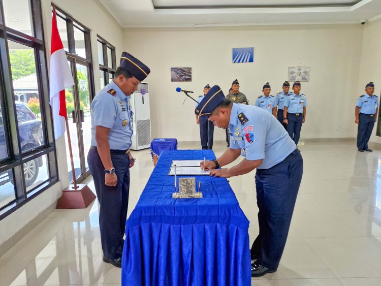 Danlanud RSA Natuna Pimpin Upacara Penyambutan Kadispotdirga Baru dengan Penuh Semangat