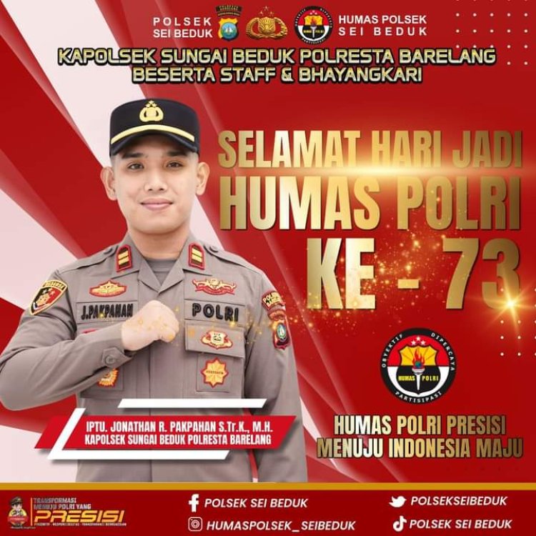 Kapolsek Sei Beduk: Selamat HUT ke-73 Humas Polri, Teruslah Bertransformasi Menuju Polri yang Presisi