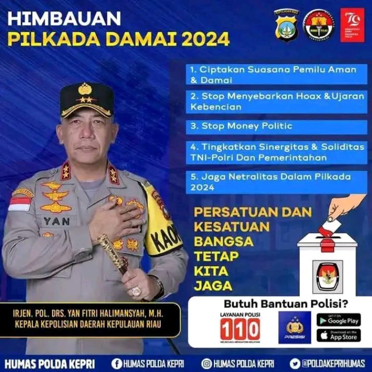 Kapolda Kepri Himbau Pilkada Damai 2024: Wujudkan Pemilu yang Aman dan Bersih