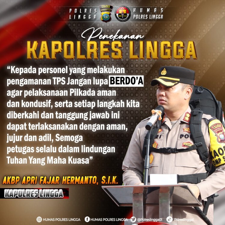 AKBP Apri Fajar Hermanto, S.I.K., Ajak Personel Pengamann TPS Berdoa Agar Pilkada 2024 Berjalan Damai dan Kondusif