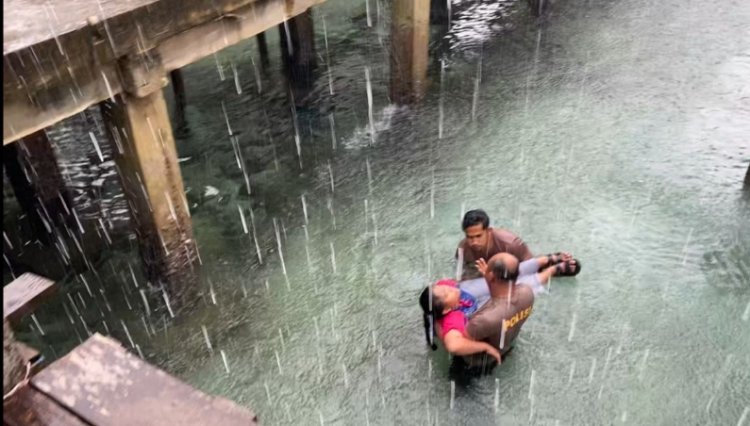 Anggota Polres Kepulauan Anambas Berhasil Selamatkan Remaja yang Jatuh ke Laut di Tengah Cuaca Ekstrem