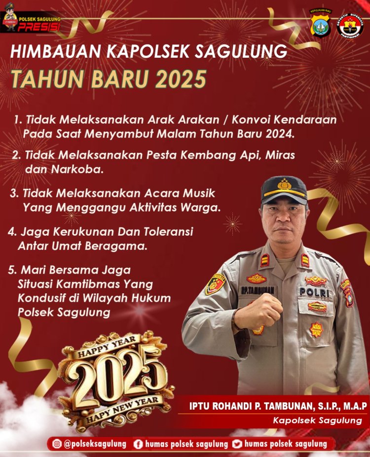 Kapolsek Sagulung Sampaikan Imbauan Sambut Tahun Baru 2025