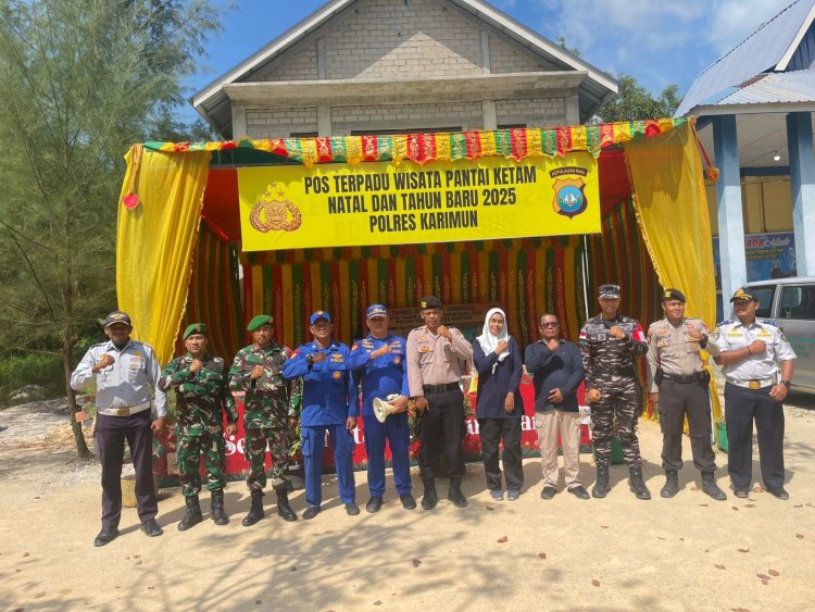 Satpolairud Polres Karimun Bersama Inkait Laksanakan Himbauan Kepada Pengunjung Pantai Ketam