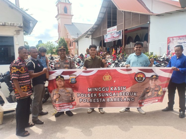 Polsek Sungai Beduk Gelar Minggu Kasih Bersama Jemaat Gereja Katolik St. Hilarius