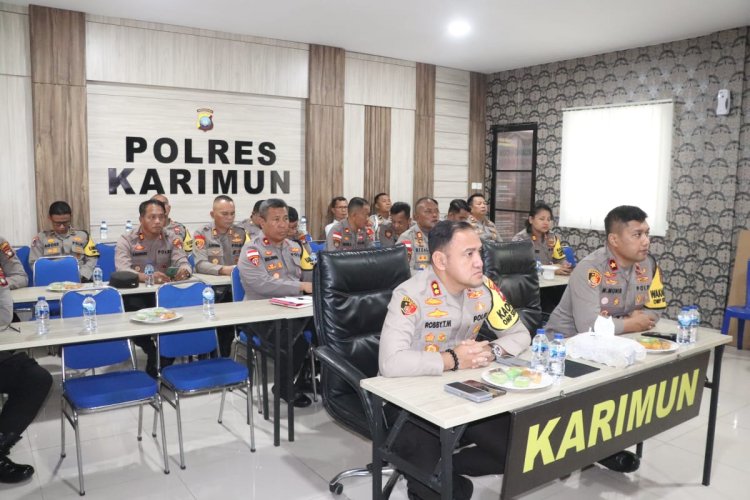 Wakapolri Beri Pengarahan Situasi Kamtibmas Melalui Zoom Meeting Di Ikuti Kapolres Karimun Beserta PJU Polres Karimun