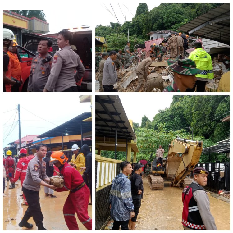 Kapolsek Sekupang bersama Personil Sigap Tangani Peristiwa Longsor di Tiban Koperasi