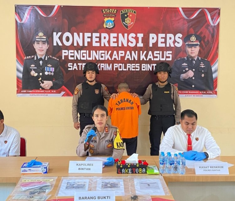 Konferensi Pers Pengungkapan Tindak Pidana Pencurian Dengan Pemberatan Curat (Curanmor) di Polres Bintan