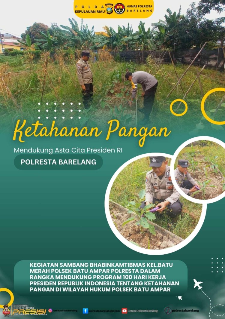 Polsek Batu Ampar Dukung Program Ketahanan Pangan, Pantau Kelompok Tani di Sei Tering