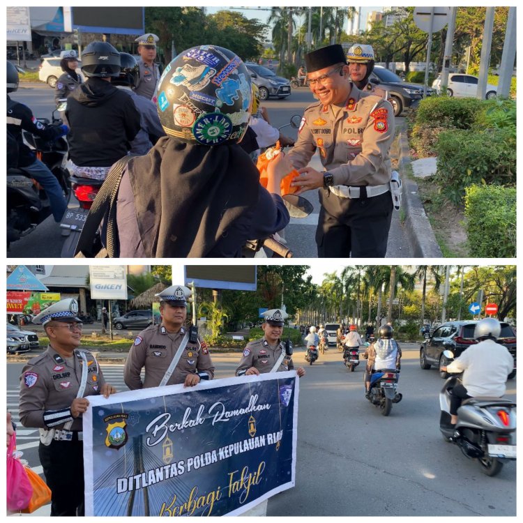 Berkah Ramadhan, Ditlantas Polda Kepri Bagikan Takjil untuk Pengendara Tertib Lalu Lintas